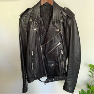 Mens Black All Saints Leather Jacket. Size L